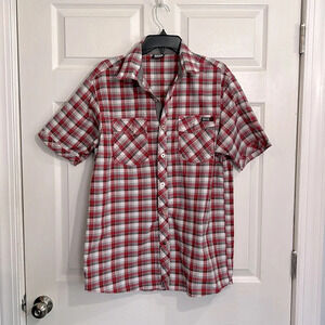 Enyce men’s red plaid button-up shirt- Size XL